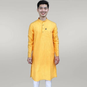 Men's Sunny Yellow Textured Kurta