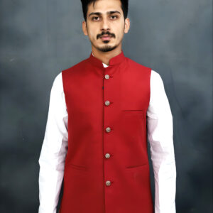 deep red men's Nehru jacket